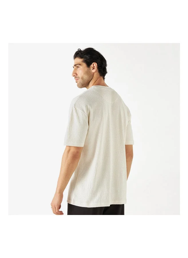 ايكونيك Textured Crew Neck T-Shirt