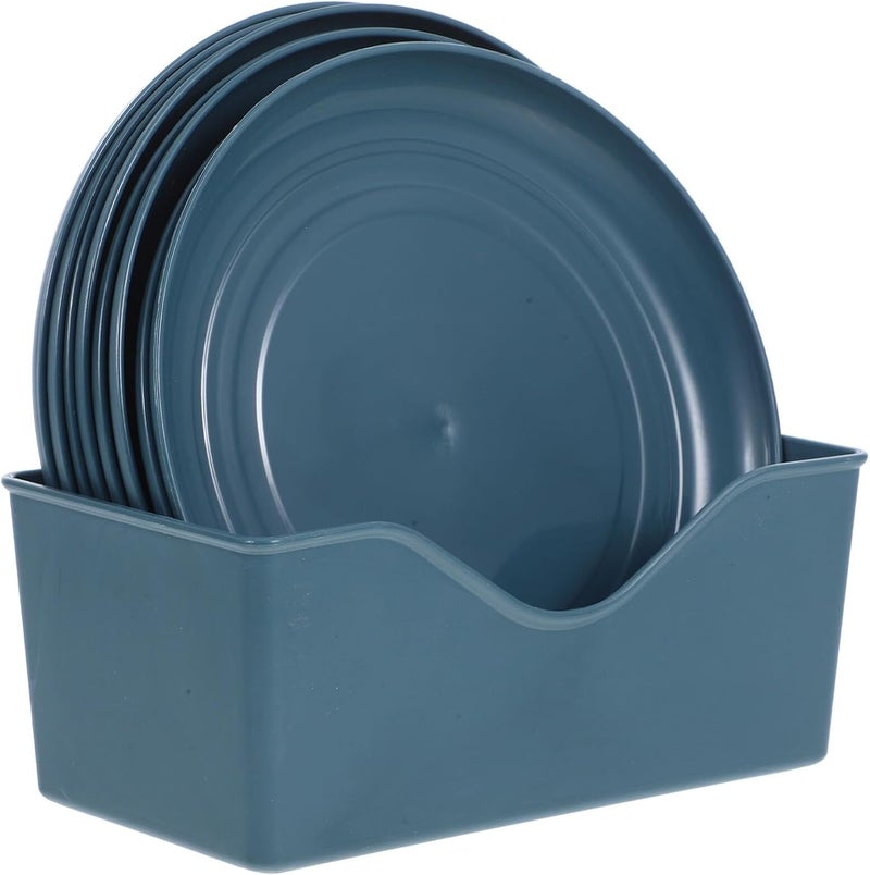 8pcs Small Shallow Cat Feeding Bowls Set with Stable Support Light Blue Plastic Flat Pet Dishes for Kittens Short-Legged and Flat-Faced Cats Indoor Use - Image 1