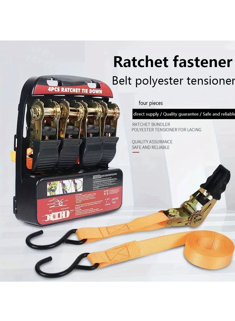 M MIAOYAN 4-Pack Ratchet Tie Down Straps | Heavy-Duty Polyester Lashing Straps | For Truck, Bike, Luggage & Outdoor Use  - Image 1