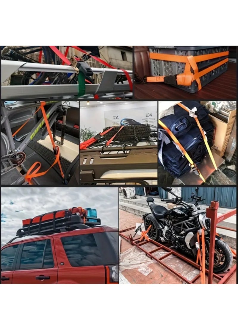M MIAOYAN 4-Pack Ratchet Tie Down Straps | Heavy-Duty Polyester Lashing Straps | For Truck, Bike, Luggage & Outdoor Use  - Image 2