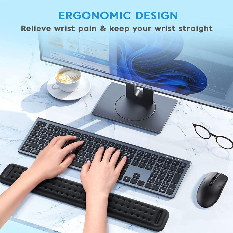 X spring Keyboard Wrist Rest, Wrist Rest For Computer Keyboard, Wrist Support For Keyboard With Non-Slip Pu Base, Ergonomic Keyboard Wrist Rest For Laptop, Office, Home, Pain Relief - Image 3