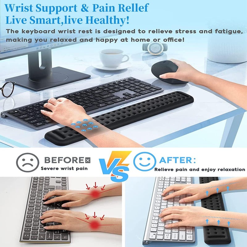 X spring Keyboard Wrist Rest, Wrist Rest For Computer Keyboard, Wrist Support For Keyboard With Non-Slip Pu Base, Ergonomic Keyboard Wrist Rest For Laptop, Office, Home, Pain Relief - Image 5