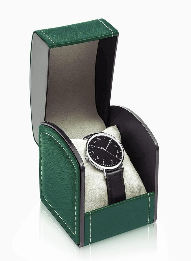 WisePoint Single Watch Case, PU Leather Watch Travel Case with Removable Cushion, Portable Jewelry Storage Case Organizer Square Watch Box Bracelet Holder for Most Watches and Smart Watch (green) - Image 1