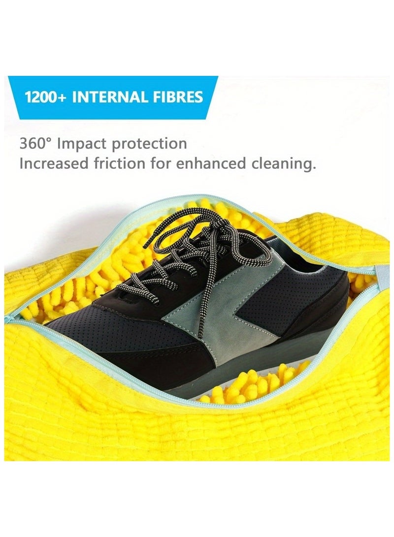 حقيبة غسيل أحذية من الألياف الناعمة بزاوية 360 درجة - حقيبة غسيل متينة قابلة لإعادة الاستخدام وقابلة للغسل في الغسالة بسحاب إغلاق، مصنوعة من قماش الشنيل المقاوم للبهتان والألوان الثابتة، مناسبة للأح - Image 4