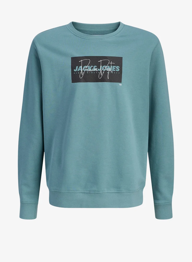 جاك وجونز جونيور سويت شيرت أطفال مطبوع بياقة دائرية