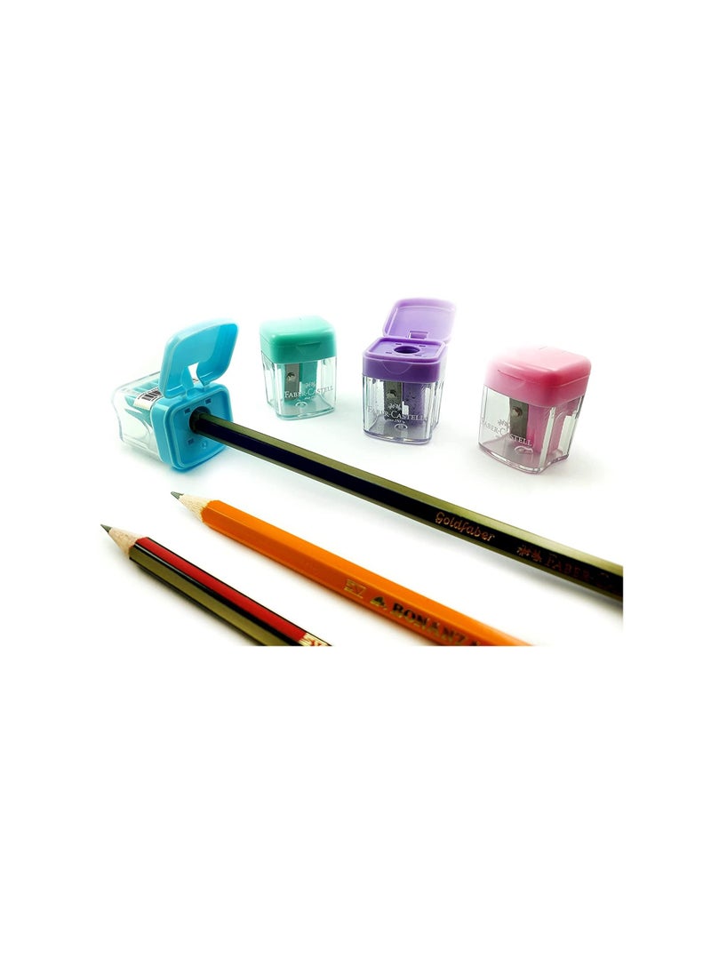 Faber Castell Minibox Sharpener 2Pc In A Blister Card, Assorted Colours, FCC584601