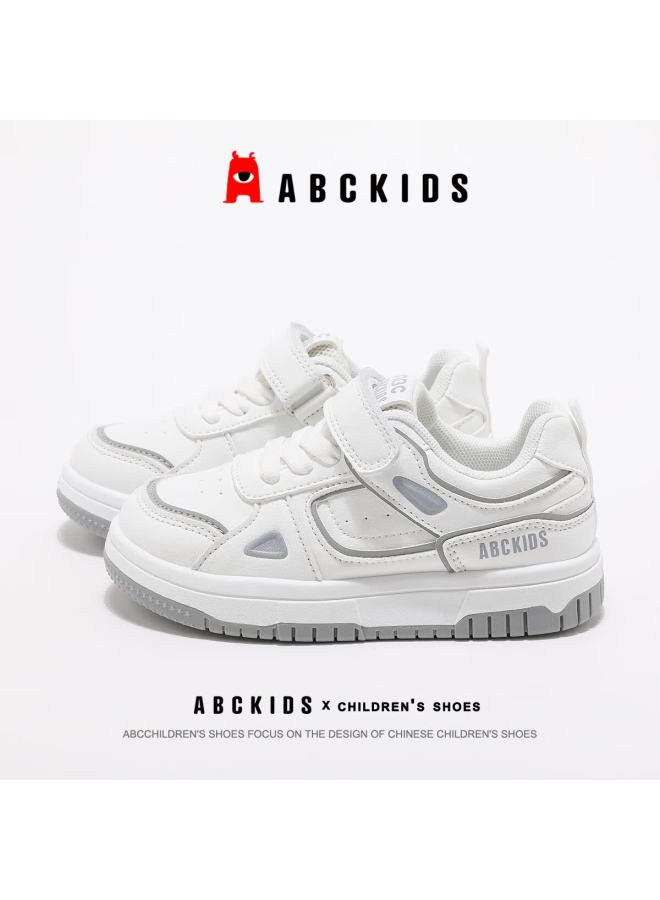 Abc Kids Children's Casual Low-top Sneakers Autumn Boys Girls Sports White Shoes 3604 Gray/white Size 27 - Image 1