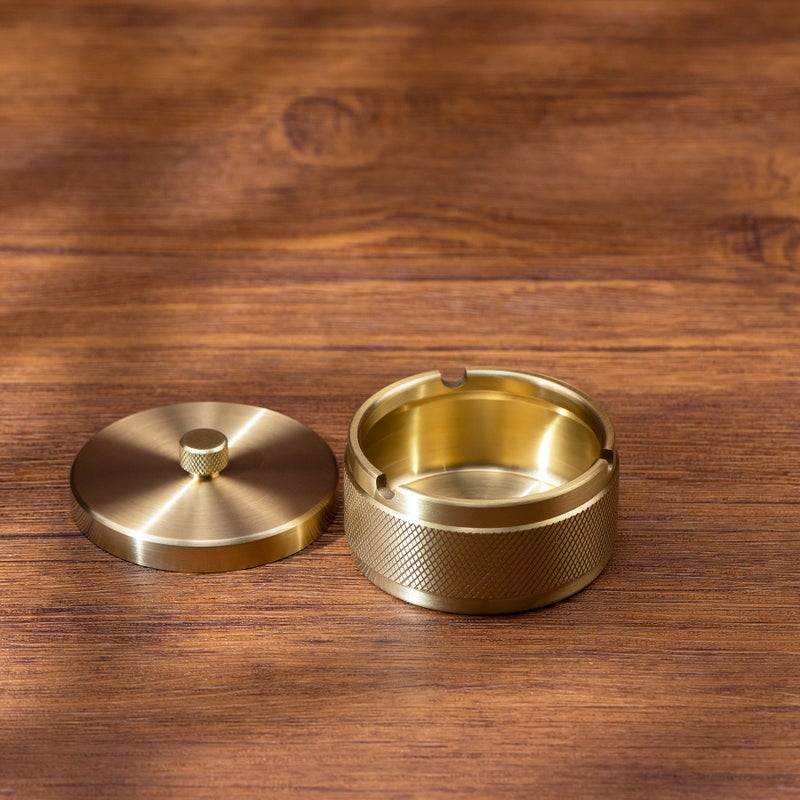Brass Ashtray With Lid Chinese Pattern Heavy Duty Anti Fly Ash Home Car Decor Gift - Image 5