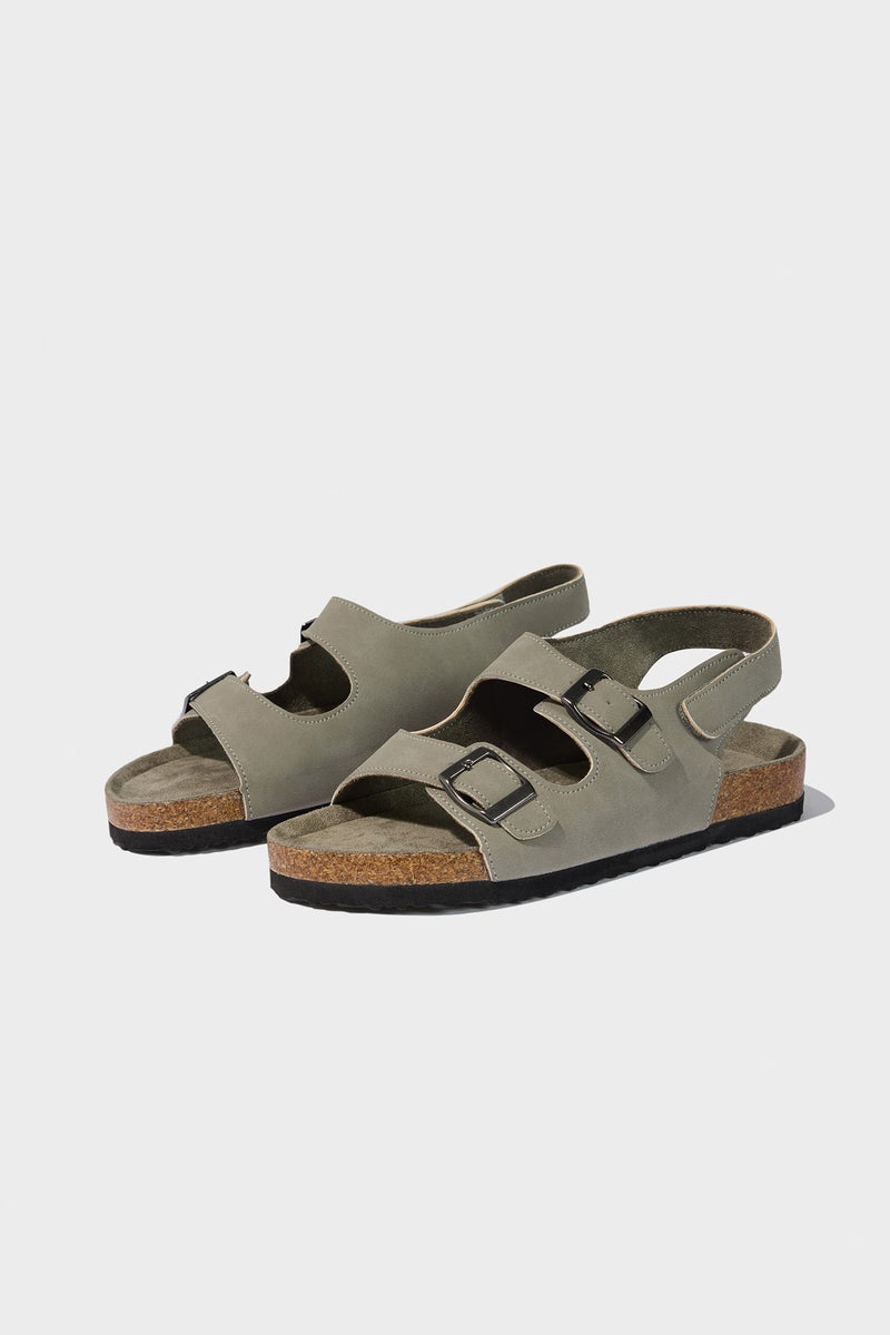 DeFacto Grey Boy Flat Sole Faux Leather Sandals Casual - Image 1