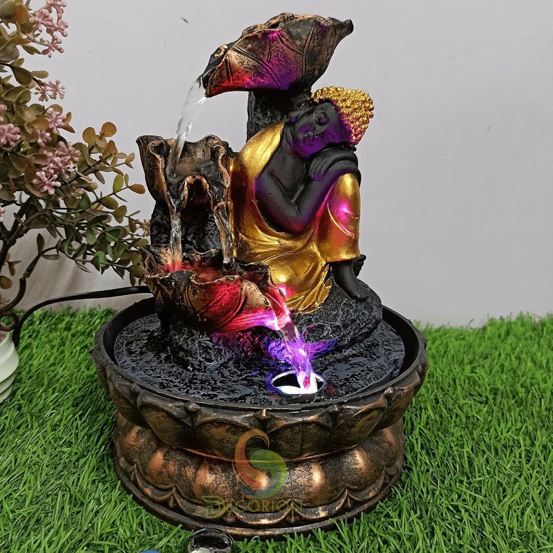 DECORION ™ Decorative Water Fountain for Home Décor, Office, Indoor & Outdoor, Garden, Puja Room, Vaastu, Reception, Spa, Gifting. (Sleeping Budhha, D - 045) - Image 3