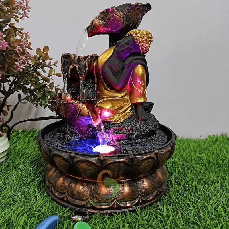 DECORION ™ Decorative Water Fountain for Home Décor, Office, Indoor & Outdoor, Garden, Puja Room, Vaastu, Reception, Spa, Gifting. (Sleeping Budhha, D - 045) - Image 1