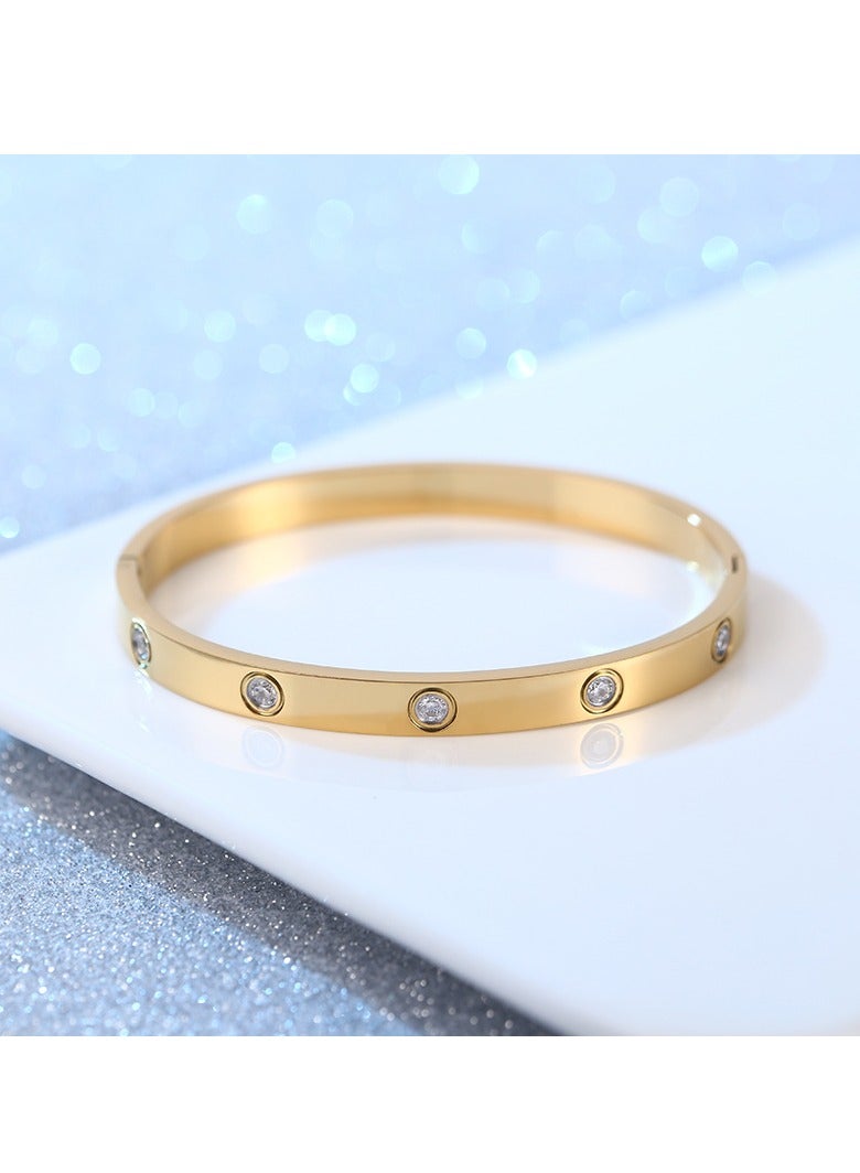 Kenzs Fashion Couple Ten Diamond Titanium Steel Bracelet