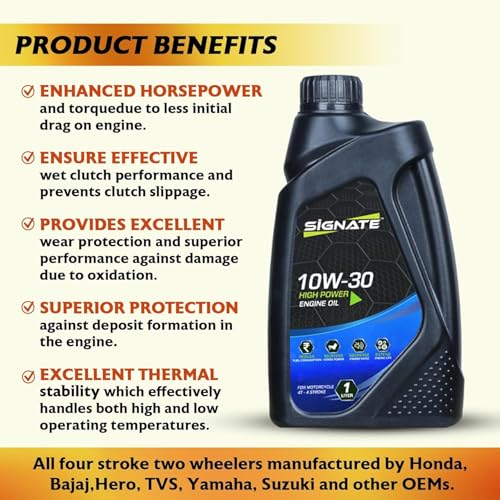 Signate 10W30 4T Scooter Engine Oil 1L | Maximum Engine Protection & Power Formula For High Performance, 1L - Image 4