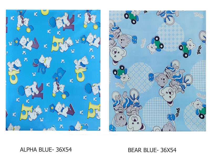 Ecosoft Pookie® Plastic Sheet,PVC Sheet for Kids,Rubber Sheet for Babies,Bed Wetting Protector(90 x 135 cm) (Alphabet Blue & Bear Blue) - Image 2
