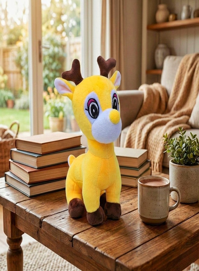 CHIRKUT CHIIRKUT Cute Deer Soft Toy for Kids - Yellow Plush Animal Toy | Ultra Soft & Huggable Stuffed Deer Toy for Boys & Girls, Nursery Décor, Baby Toy (30 cm) - Image 4