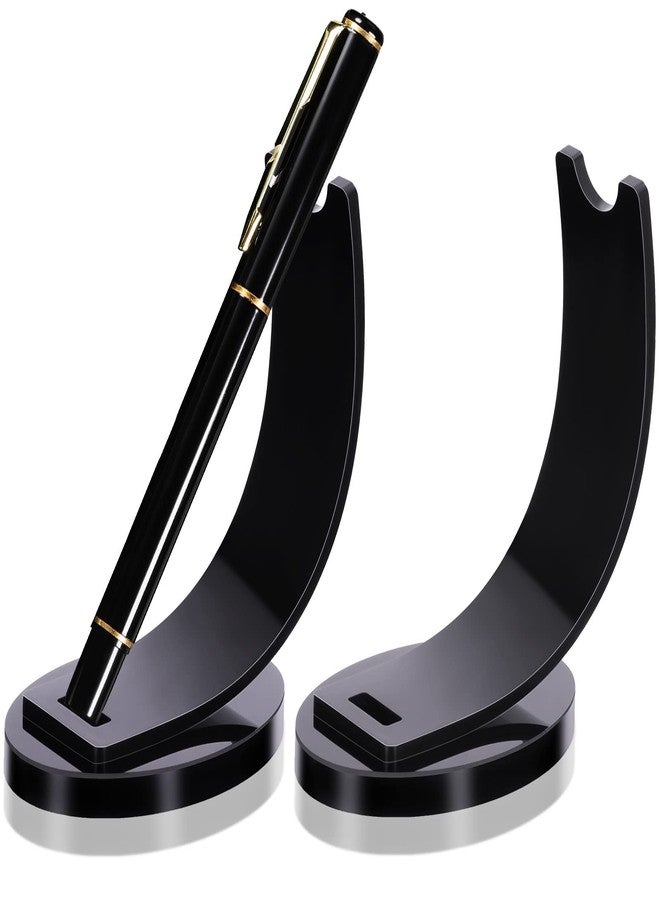 Maitys 2 Pieces Acrylic Electronic Pen Holder Pen Display Stand Pencil Display Holder Fountain Pen Ballpoint Pen Display Rack for Home School Office or Store Use (Black) - Image 1