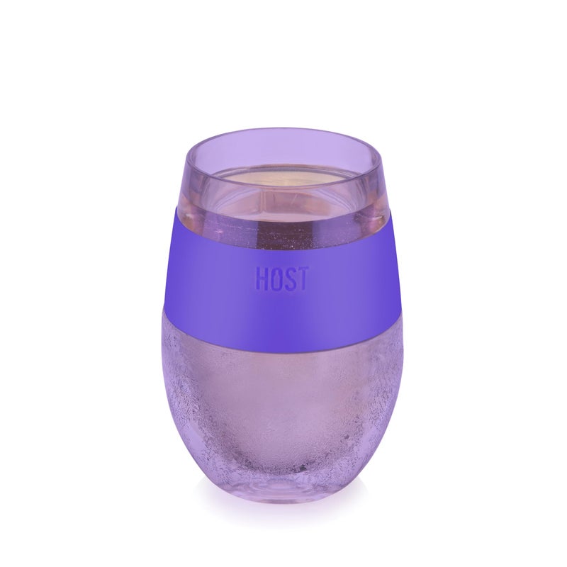Host Host Cooling Cup Set of 1 Plastic Double Wall Insulated Freezable Drink Chilling Tumbler with Freezing Gel Wine Glasses for Red and White Wine 85 oz Translucent Purple