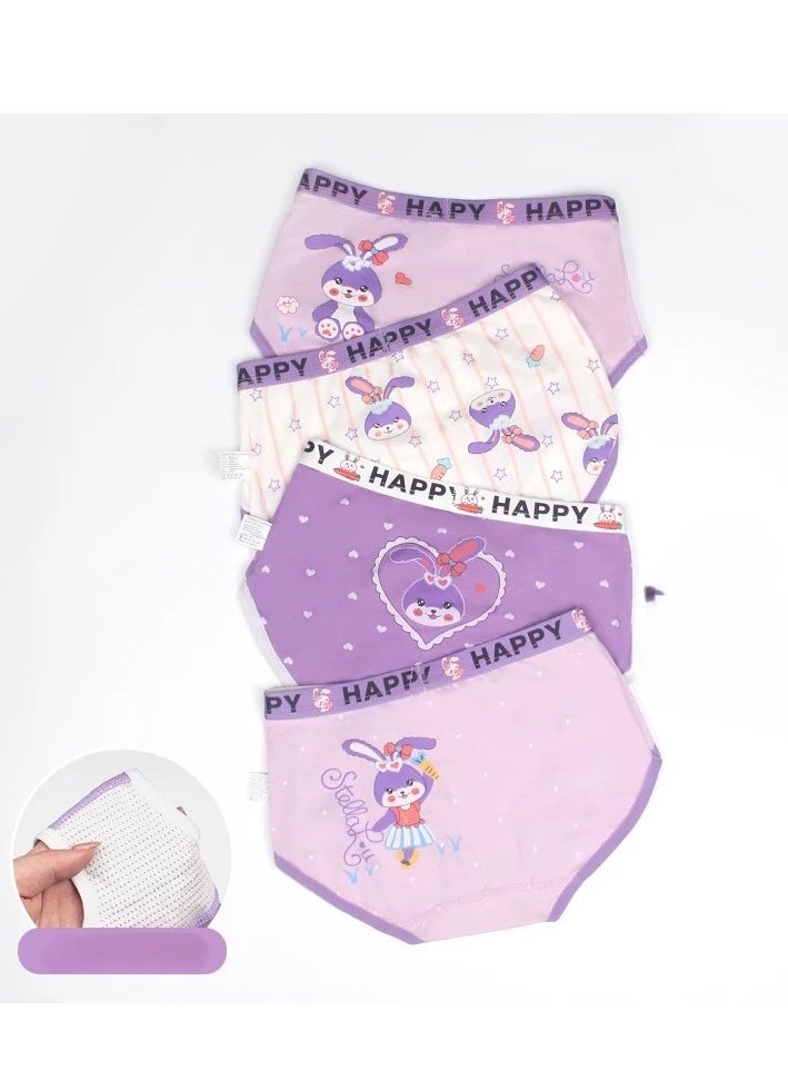 Generic 4 Packs Children's Cartoon Cute Three-piece Underwear Girls Size L-120 (Recommended 28-37 catties)  - Image 3
