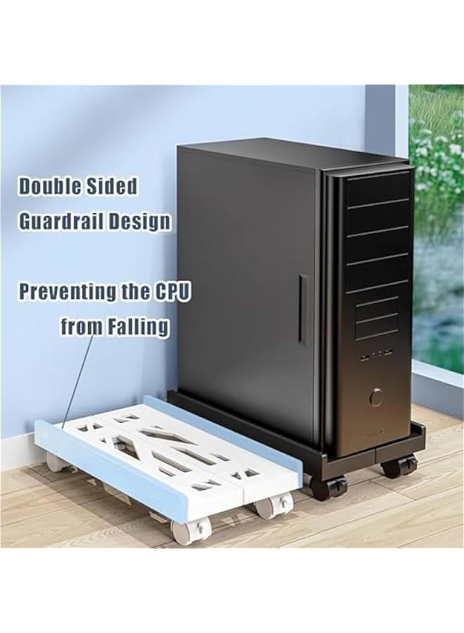 TRASSLE Adjustable Mobile CPU Stand, Ventilated Computer Tower Stand PC Tower Stand with 4 Caster Wheels Fits Most PC, Under Desk CPU Holder PC Floor Cart PC Riser for Gamers and Students (Black) - Image 3