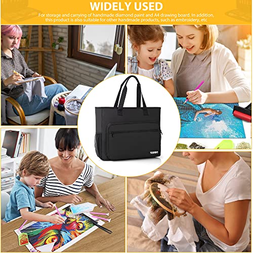 TORIBIO Carrying Bag for Diamond Painting A3 LED Light Pad, Diamond Painting Tools Storage Bag, Embroidery Protective Case for Embroidery Floss and Supplies, 19.3"x16.5"x6", Black, Bag Only - Image 5