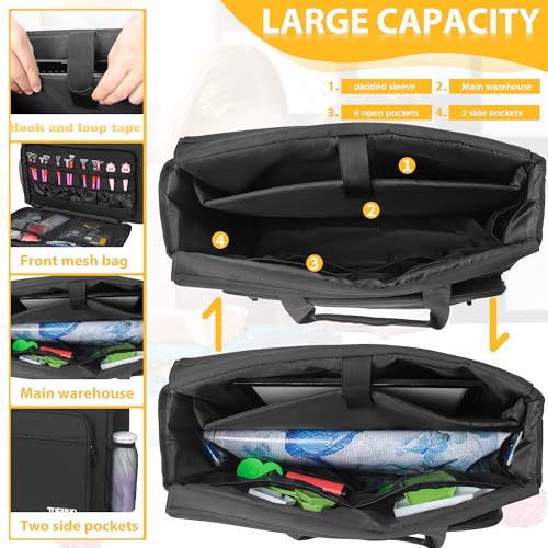 TORIBIO Carrying Bag for Diamond Painting A3 LED Light Pad, Diamond Painting Tools Storage Bag, Embroidery Protective Case for Embroidery Floss and Supplies, 19.3"x16.5"x6", Black, Bag Only - Image 2