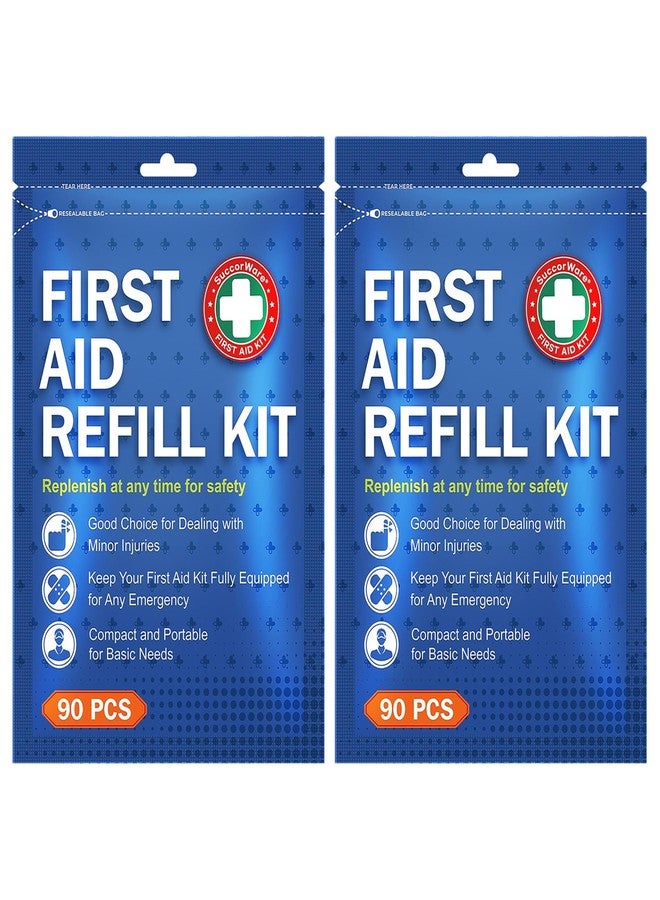 SuccorWare 90 Pieces First Aid Refill Kit - Wound Care Kit Includes Bandages for Home, Travel, Hiking - Portable Replacement Kit for First Aid Medical Supplies（2 Set） - Image 1