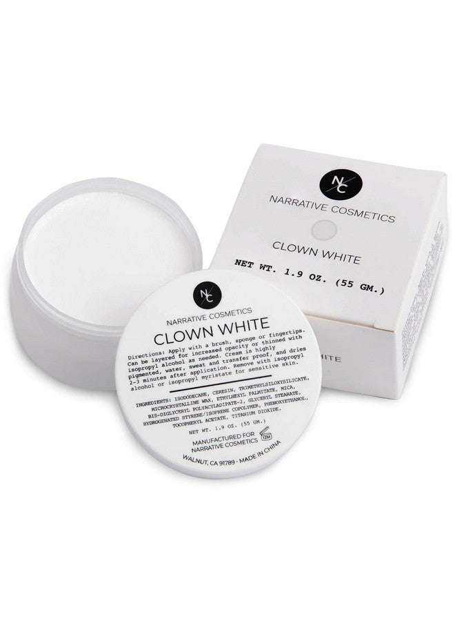Narrative Cosmetics Clown White Cream Makeup Quick Drying Professional Face Paint For The Stage Film Halloween And Cosplay 1.9 Oz. - Image 1