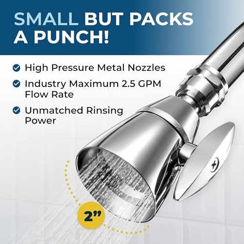 HammerHead Showers® Solid Metal 2 Inch High Pressure Shower Heads - CHROME – 2.5 GPM Shower Heads High Pressure - High Flow Shower Head with ADJUSTABLE SPRAY PATTERN - Fixed Shower Head - Image 3