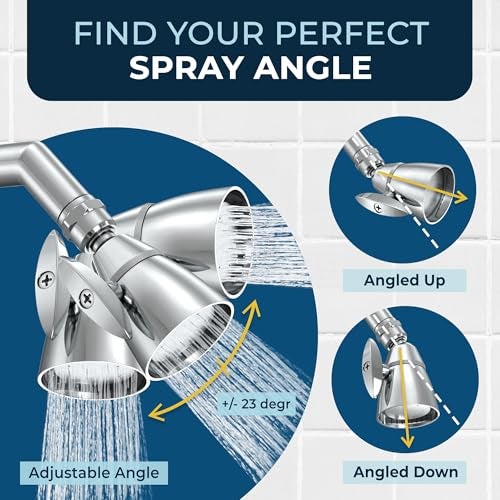 HammerHead Showers® Solid Metal 2 Inch High Pressure Shower Heads - CHROME – 2.5 GPM Shower Heads High Pressure - High Flow Shower Head with ADJUSTABLE SPRAY PATTERN - Fixed Shower Head - Image 5