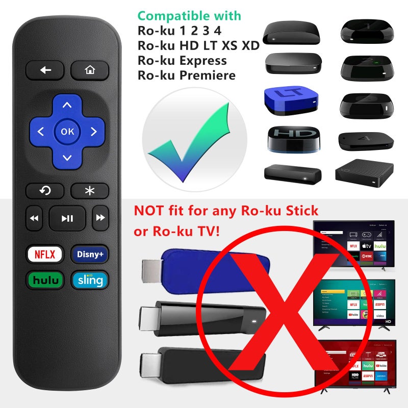 LOUTOC Universal Replacement Remote Control for Roku Express, for Roku Premiere, for Roku Box, for Roku Player, for Roku 1 2 3 4 -ã€NOT for Stick or TVã€‘ - Image 2