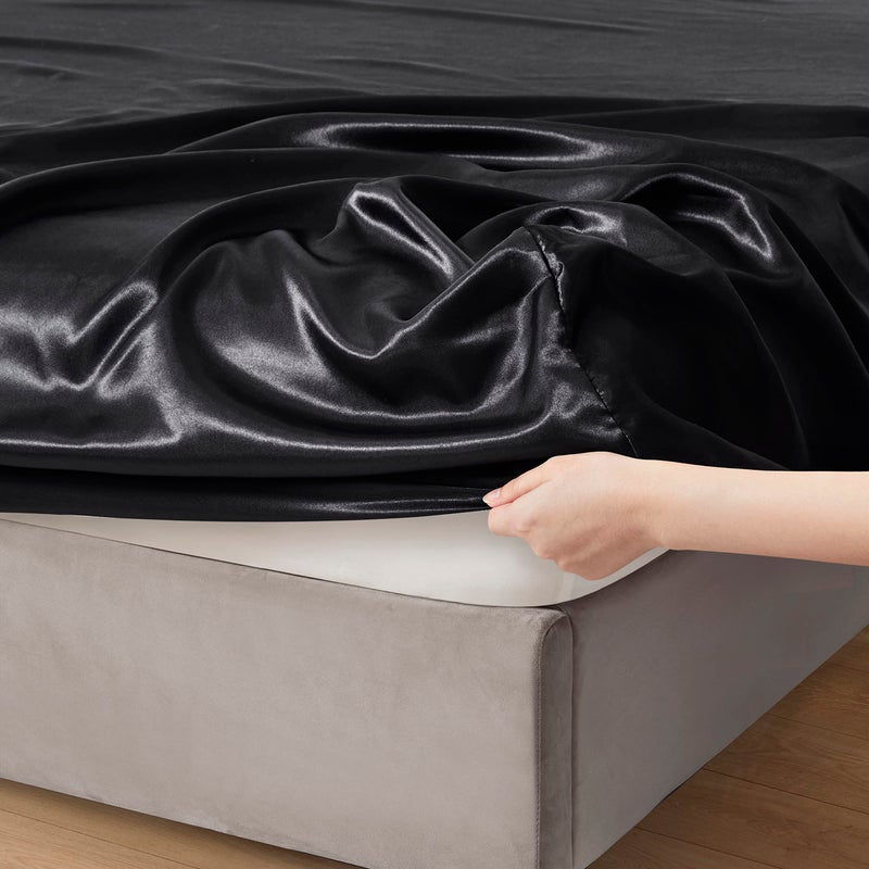 counfeisly Queen size satin satin mitudy spore silky and treatble super the spocket mitured sheet legh legh - Image 3