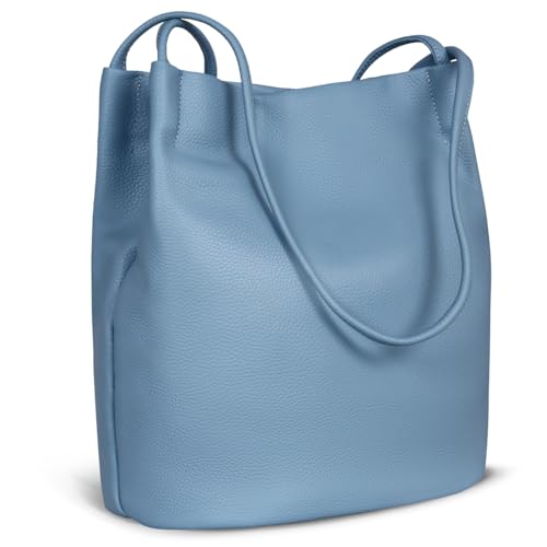 Iswee Large Purses for Women - Leather Tote, Shoulder, Handbags - Bucket, Satchel, Hobo - Ladies Purses and Hand Bags (Light Blue-Lichee) - Image 1