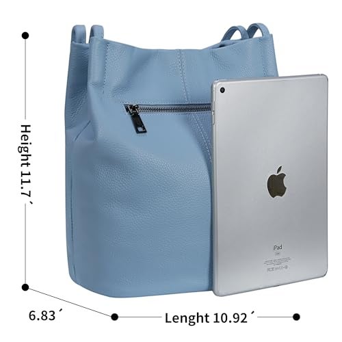 Iswee Large Purses for Women - Leather Tote, Shoulder, Handbags - Bucket, Satchel, Hobo - Ladies Purses and Hand Bags (Light Blue-Lichee) - Image 3