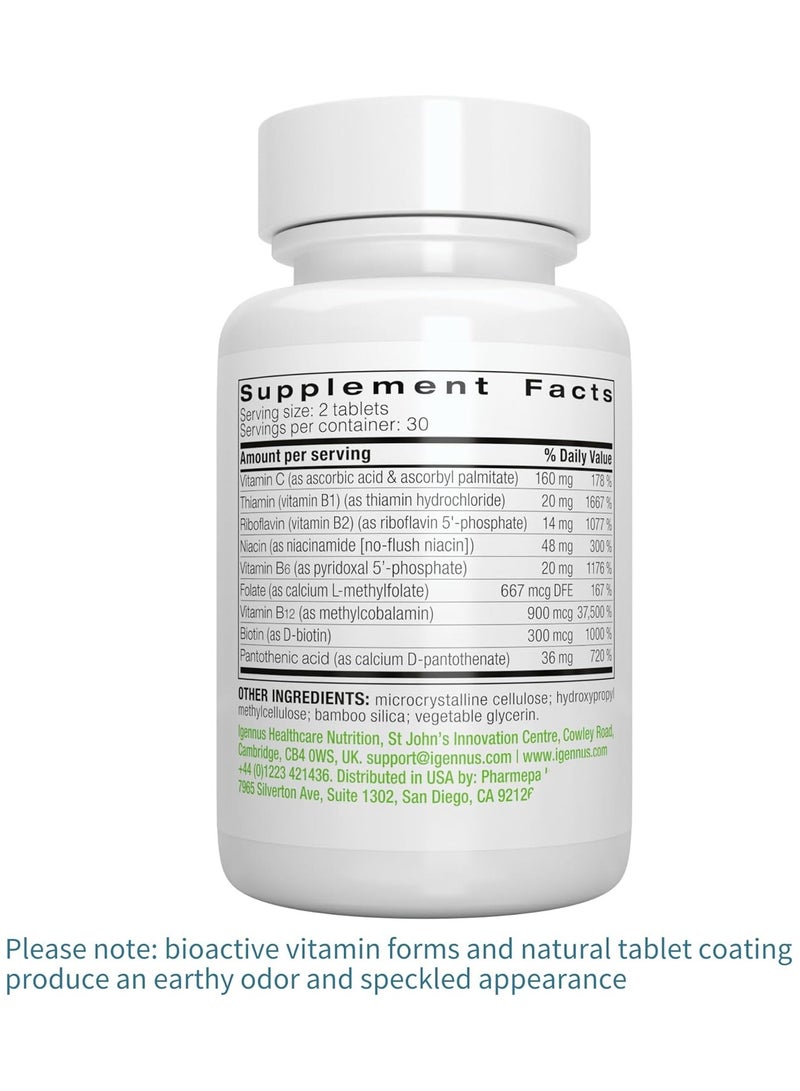 Igennus Healthcare Nutrition Super B-Complex – Methylated B-Vitamins & Vitamin C , 60 Tablets  - Image 2
