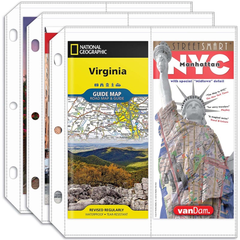tutata Folded Map Sleeves, Map Protector, Envelopes Page for 3-Ring Binders, Brochure Holder with 4.5" x 11" Pockets, 20PCS - Image 1
