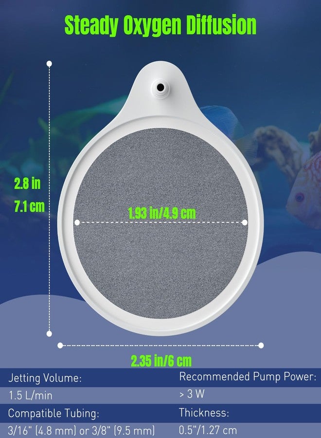 Pawfly Air Stone for Aquarium, 2" Fish Tank Bubbler, Fish Tank Air Stone, Aquarium Bubbler for Air Pump, Oxygen Bubble Diffuser for Bucket, Small Pond & Hydroponics, White - Image 2