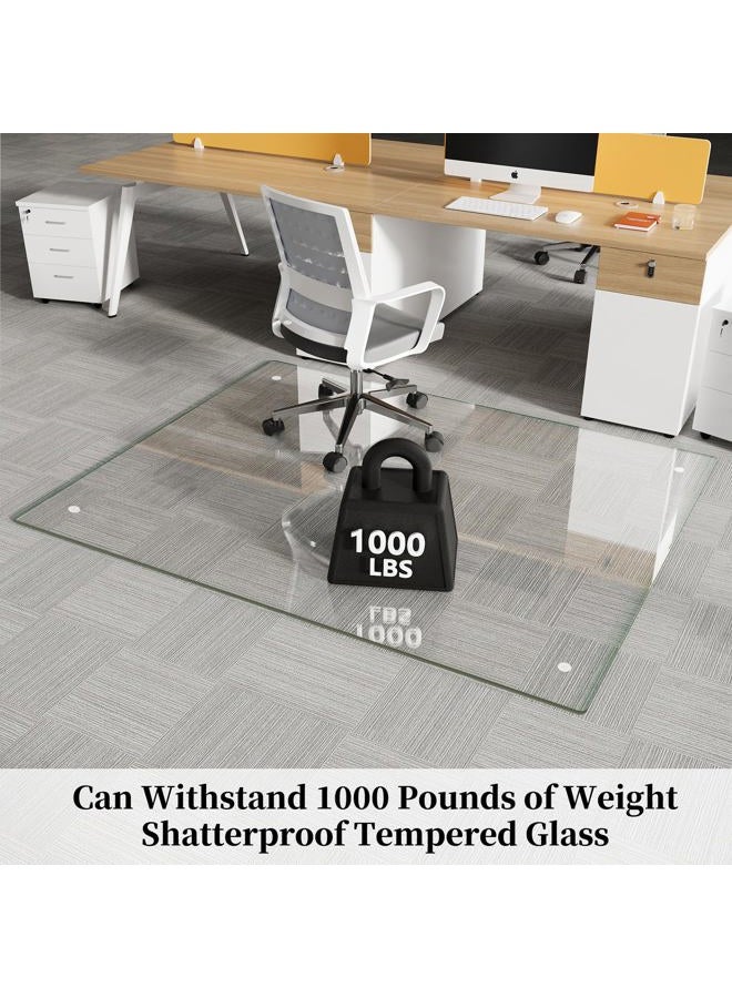 FlyEcho Glass Chair Mat 46" x 55" Heavy Duty Tempered Glass Mat, Office Glass Floor Mat with Round Corner and Polished Edge for Smooth Glide, Carpet Hardwood Floor Protector - Image 2