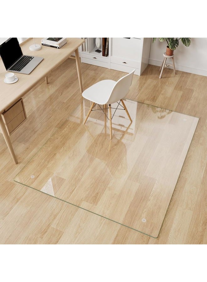 FlyEcho Glass Chair Mat 46" x 55" Heavy Duty Tempered Glass Mat, Office Glass Floor Mat with Round Corner and Polished Edge for Smooth Glide, Carpet Hardwood Floor Protector - Image 1