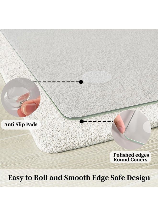 FlyEcho Glass Chair Mat 46" x 55" Heavy Duty Tempered Glass Mat, Office Glass Floor Mat with Round Corner and Polished Edge for Smooth Glide, Carpet Hardwood Floor Protector - Image 5
