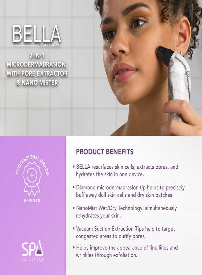 Spa Sciences - BELLA Microderm Pore Extractor & Nano Mister - 3-in-1 - Exfoliation & Pore Purification - Hydrating, Refreshing, Soothing - for All Skin Types - USB Charging - Image 3