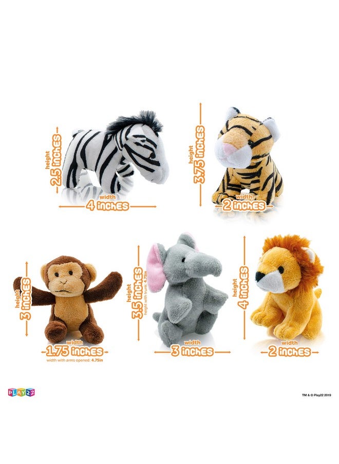 Plush Talking Stuffed Animals Jungle Set - Plush Toys Set With Carrier For Kids Babies & Toddlers - 6 Piece Set Baby Stuffed Animals Includes Stuffed Elephant, Tiger, Lion, Zebra, Monkey