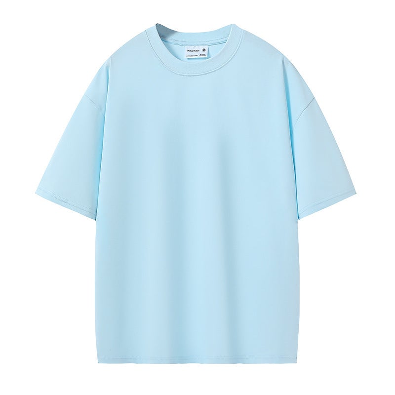 Double Yarn 280G Heavy Cotton Short-Sleeved T-Shirt Men'S Summer Solid Color Loose All-Match Basic Simple T-Shirt Top - Image 5