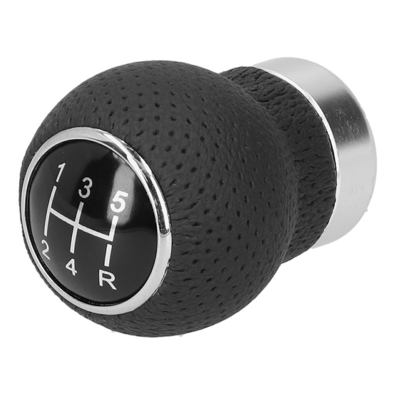 Universal 5 Speed Gear Shifter - Genuine Leather Aluminium Alloy Shift Knob with Mounting Hardware for Manual Vehicle - Image 3