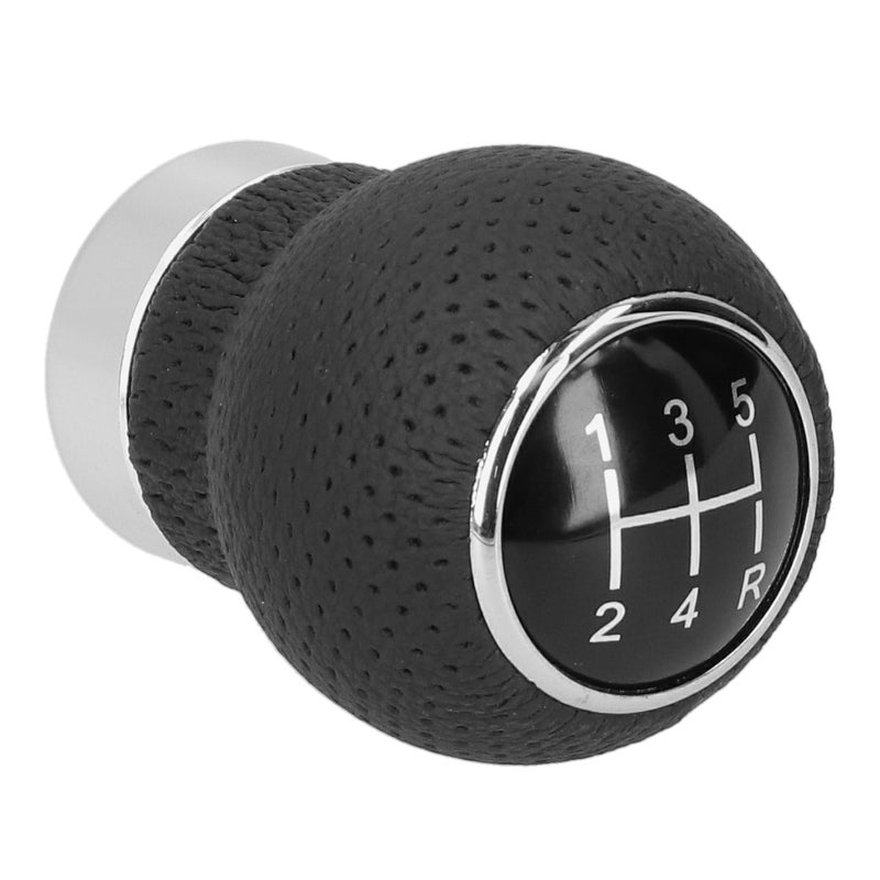 Universal 5 Speed Gear Shifter - Genuine Leather Aluminium Alloy Shift Knob with Mounting Hardware for Manual Vehicle - Image 2