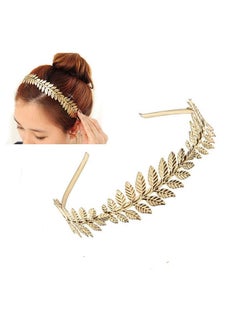 Fodattm Women Lady Greek Roman Laurel Leaf Hair Hoop Headband Bridal Hair Crown Headdress Metal Leaf Branch French Hair Bands Hair Accessories (Gold A)  - Image 1