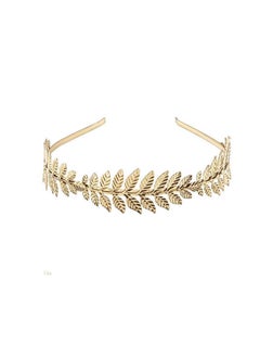 Fodattm Women Lady Greek Roman Laurel Leaf Hair Hoop Headband Bridal Hair Crown Headdress Metal Leaf Branch French Hair Bands Hair Accessories (Gold A)  - Image 2