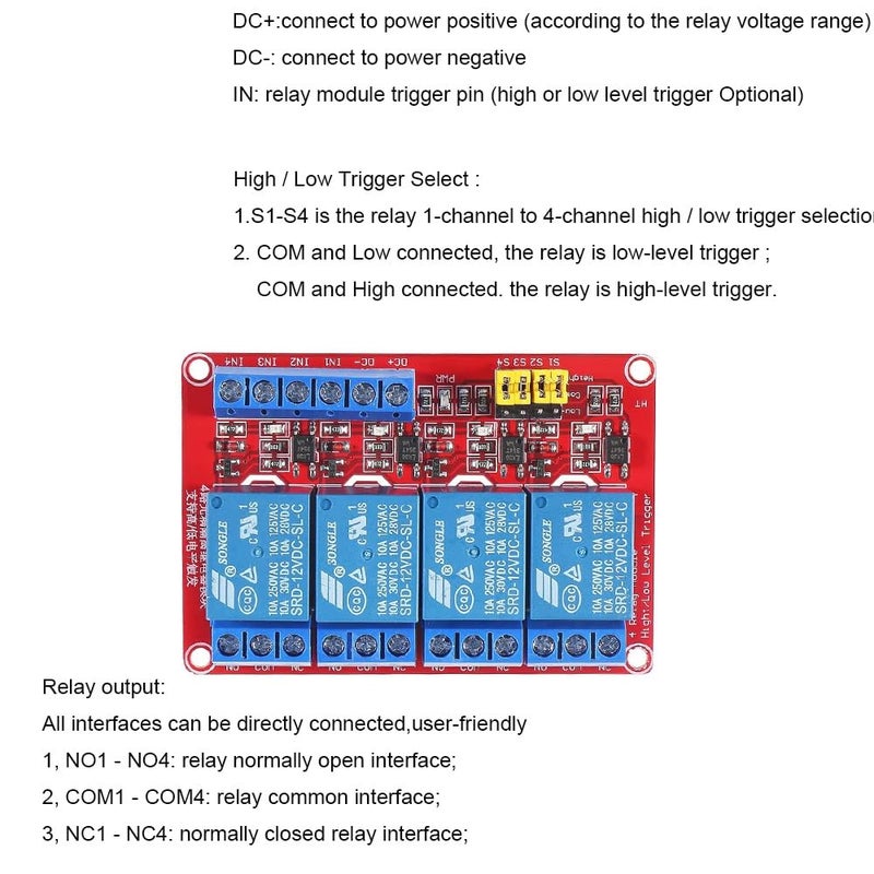 Gebildet جيبيلديت DC 12V 4 قنوات وحدة درع مرحل تدعم التشغيل بمستوى عالٍ أو منخفض متوافقة مع لوحة التطوير مع عزل بصري - Image 4