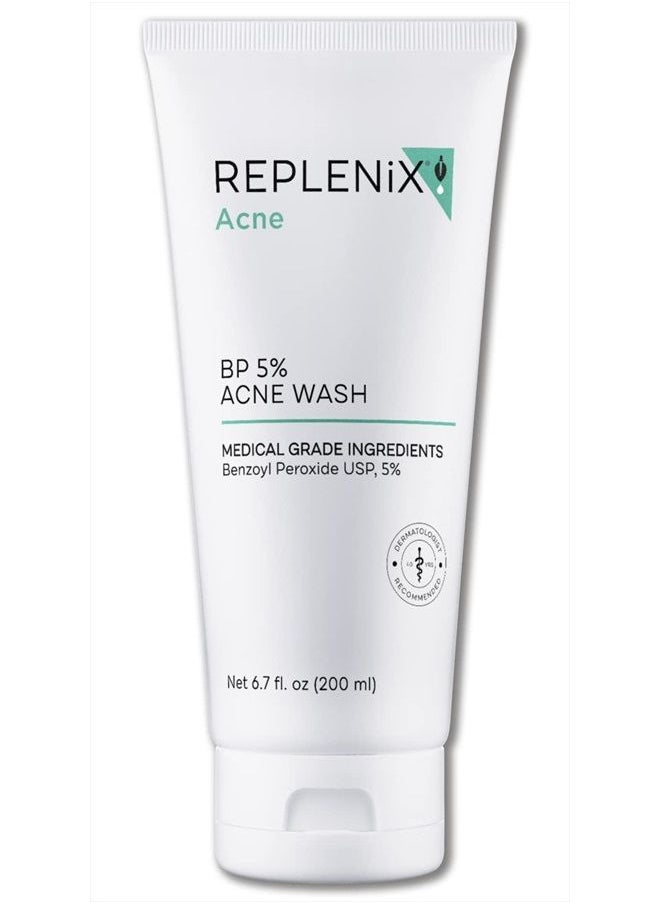 Replenix Acne Wash - Medical Grade 5% Benzoyl Peroxide Face and Body Wash – Soothing Soap-Free Cleanser for Blemish and Acne Prone Skin, 6.7 oz  - Image 1