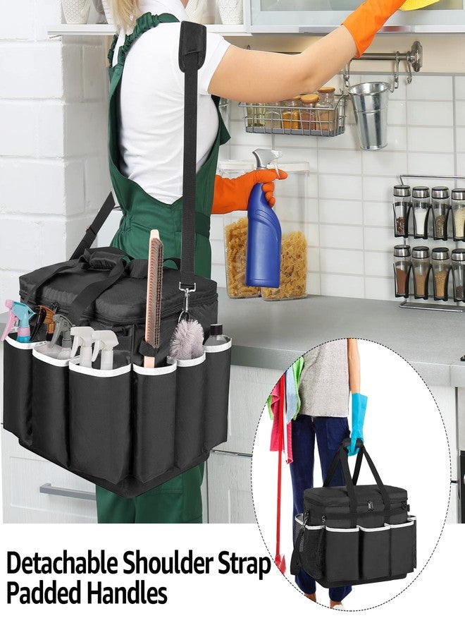 HODRANT Extra-Large Cleaning Caddy with Handle, Large Capacity Cleaning Supplies Organizer for Housekeeping Products & Home Work, Car Detailing Tools Tote Bag with EVA Bottom & Shoulder Strap, Black - Image 5
