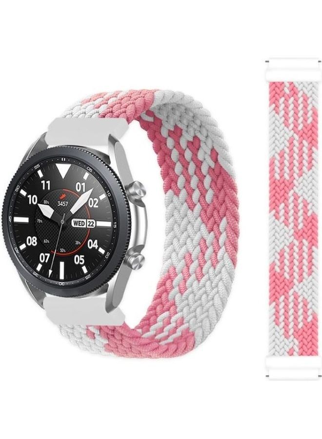 NIBEMINENT Adjustable Nylon Braided Elasticity Replacement Strap For Garmin Vivoactive 3 Pink/White